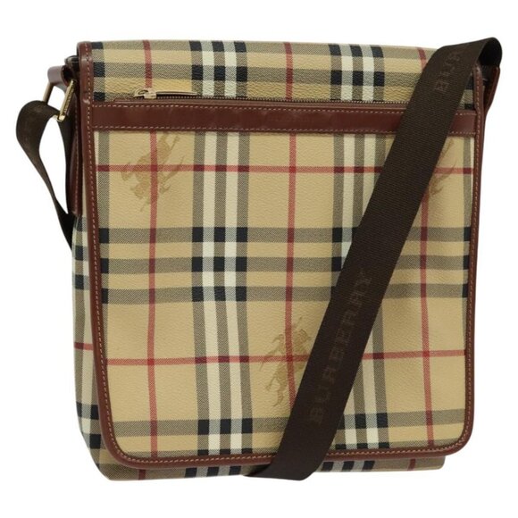 BURBERRY Nova Check Shoulder Bag PVC Leather Beige - Picture 1 of 16